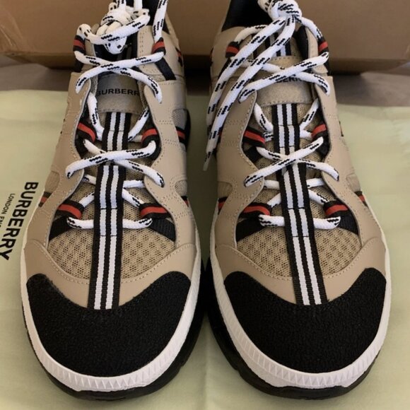 BURBERRY MEN UNION RS5 MIX TECH STRIPE LOW TOP SNEAKERS, BEIGE, SZ 40 - NIB $750 - Picture 6 of 16